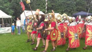 Roman Reenactment at the Amphitheatre in Caerleon Marching In [upl. by Ayitahs]