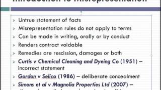 Misrepresentation Lecture 1 of 4 [upl. by Laurance]